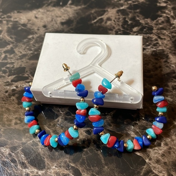 Colorful Beaded Hoop Earrings - Picture 14 of 14